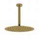 10 inch Super-slim Round Brushed Yellow Gold Rainfall Shower Head w 300mm Ceiling Mounted Shower Arm